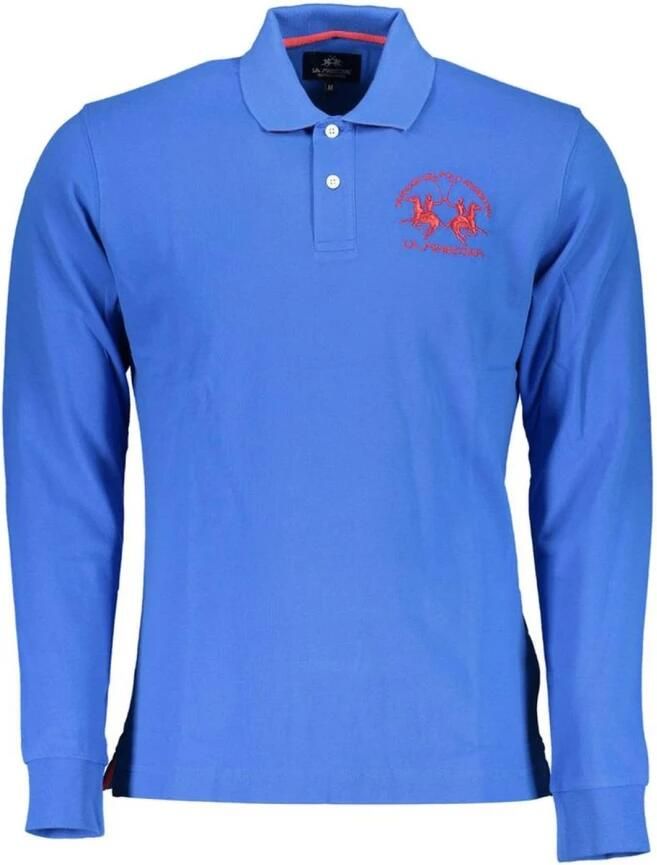 LA MARTINA Blauw Katoenen Poloshirt Lange Mouwen Regular Fit Blue Heren