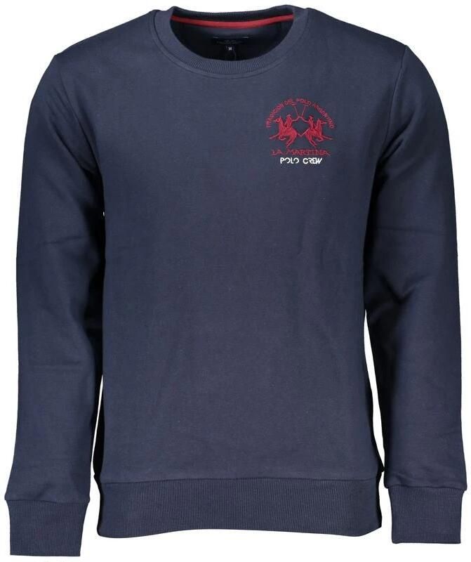 LA MARTINA Blauw geborduurd sweatshirt met ronde hals Blue Heren
