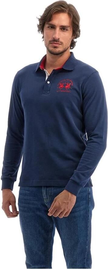 LA MARTINA Blauw Katoenen Polo Shirt met Lange Mouwen Blue Heren - Foto 4