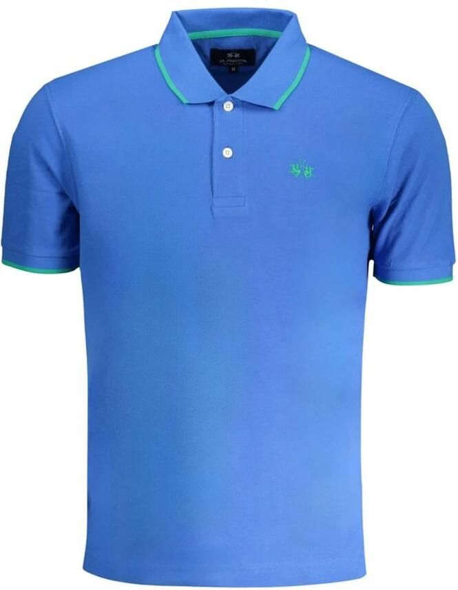 LA MARTINA Blauw Katoenen Poloshirt met Korte Mouwen Blue Heren