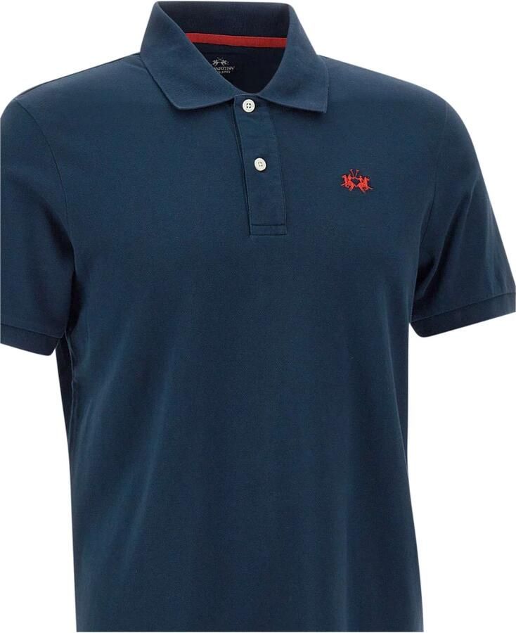LA MARTINA Blauw Katoenen Polo Shirt Geborduurd Logo Blue Heren - Foto 1