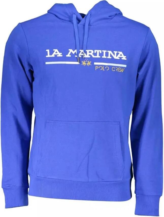 LA MARTINA Blauwe hoodie met borduurwerk en contrastdetails Blue Heren