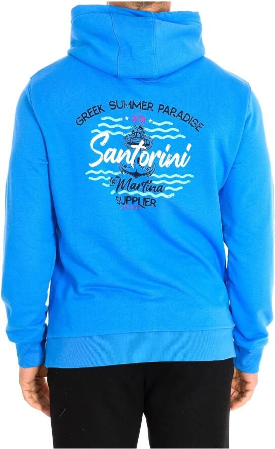 LA MARTINA Blauwe hoodie met geborduurd logo Blue Heren - Foto 2