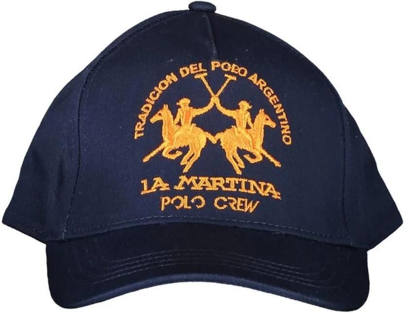 LA MARTINA Blauwe Katoenen Zonneklep met Borduurwerk Blue Heren