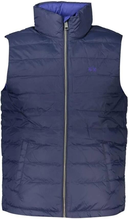 LA MARTINA Blauwe Mouwloze Jas met Borduurwerk Blue Heren