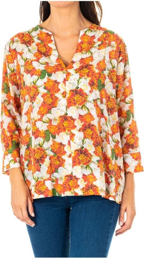 LA MARTINA Blouse met bloemendesign en 3 4 mouwen Multicolor Dames - Foto 3