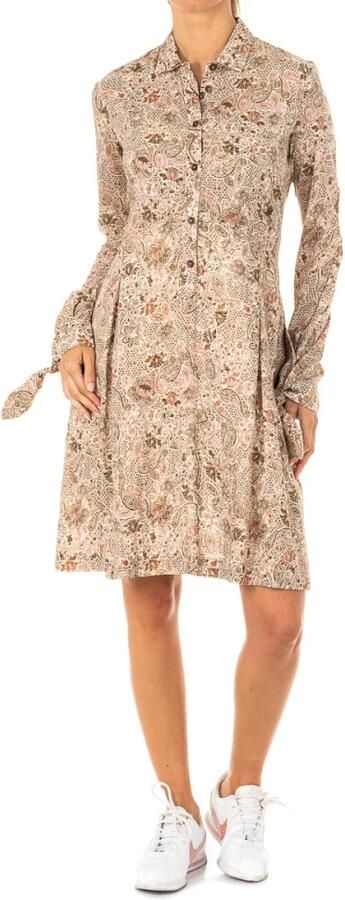 LA MARTINA Bruine Jurk met Lange Mouwen en Reverskraag Multicolor Dames - Foto 3