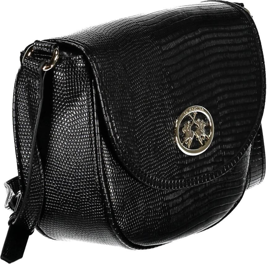 LA MARTINA Zwarte polyurethaan handtas met verstelbare schouderband Black Dames