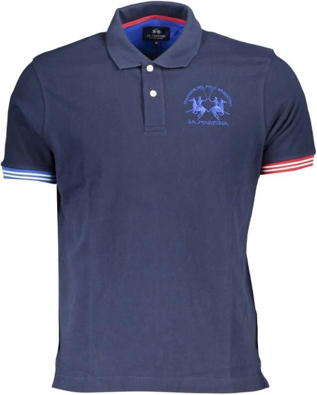 LA MARTINA Elegante blauwe poloshirt met contrastdetails Blue Heren