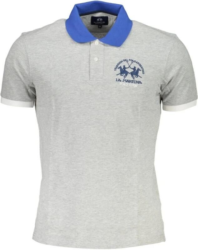 LA MARTINA Grijze Katoenen Poloshirt Korte Mouwen Regular Fit Gray Heren