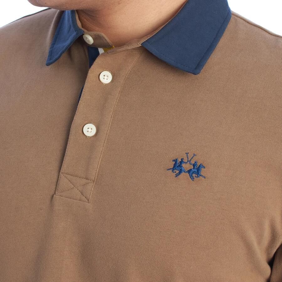 LA MARTINA Elegante polo met lange mouwen Brown Heren