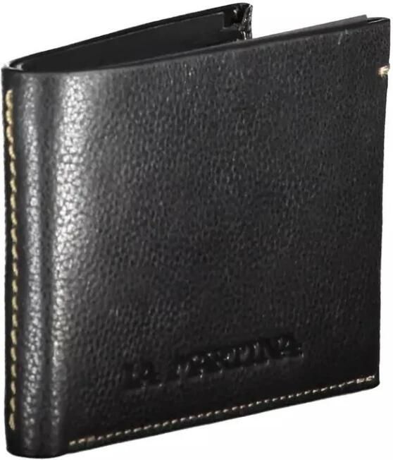 LA MARTINA Elegante Zwarte Leren Portemonnee voor Moderne Man Black Heren