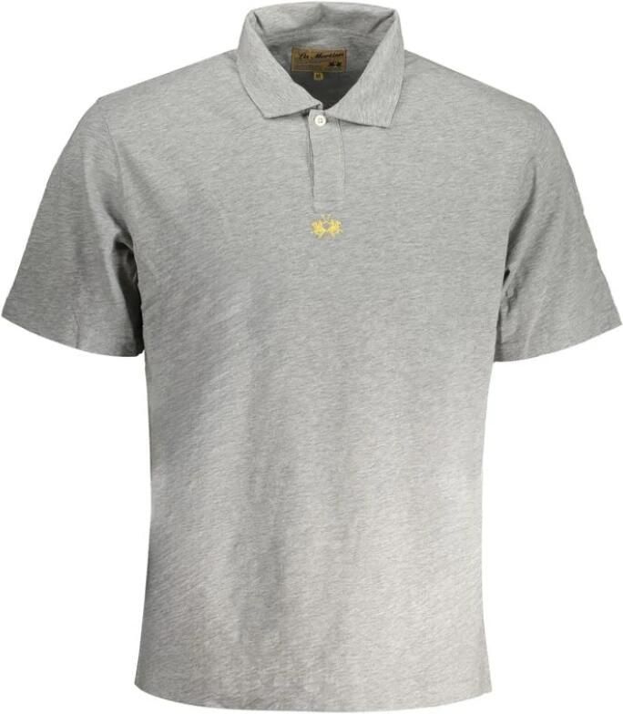 LA MARTINA Grijze Polo Shirt met korte mouwen en geborduurd logo Gray Heren
