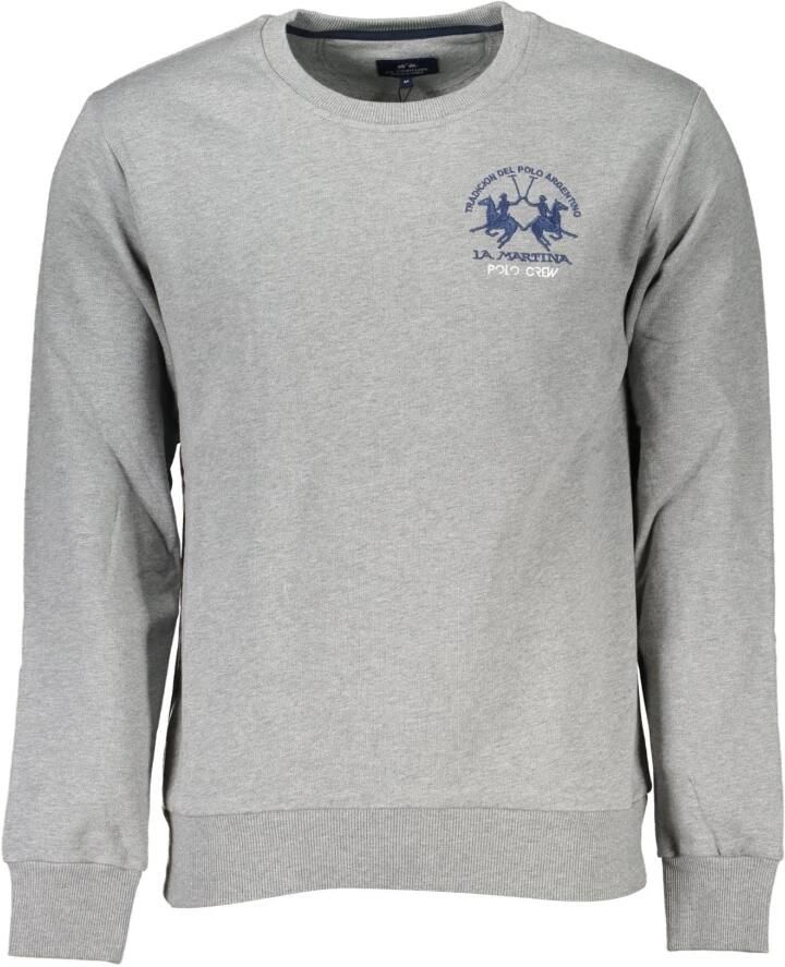LA MARTINA Katoenen Crewneck Sweatshirt met Borduurwerk Gray Heren