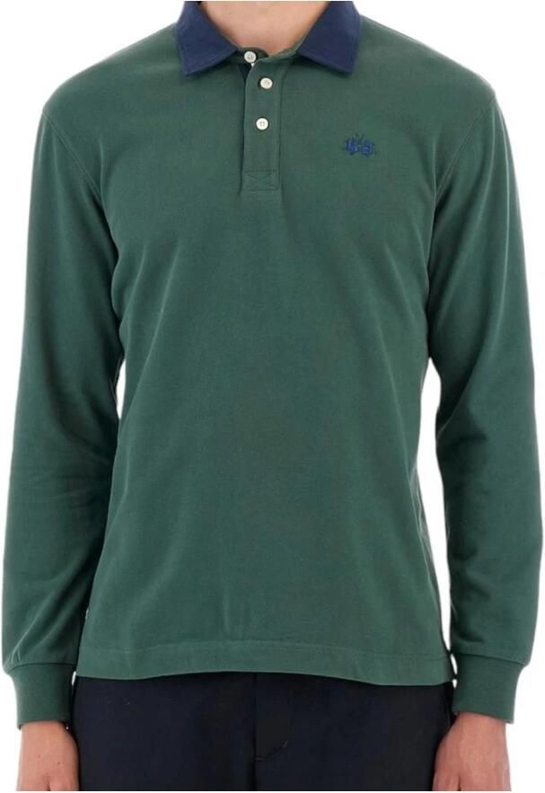 LA MARTINA Groen Polo Shirt met Lange Mouwen en Blauw Logo Green Heren - Foto 3