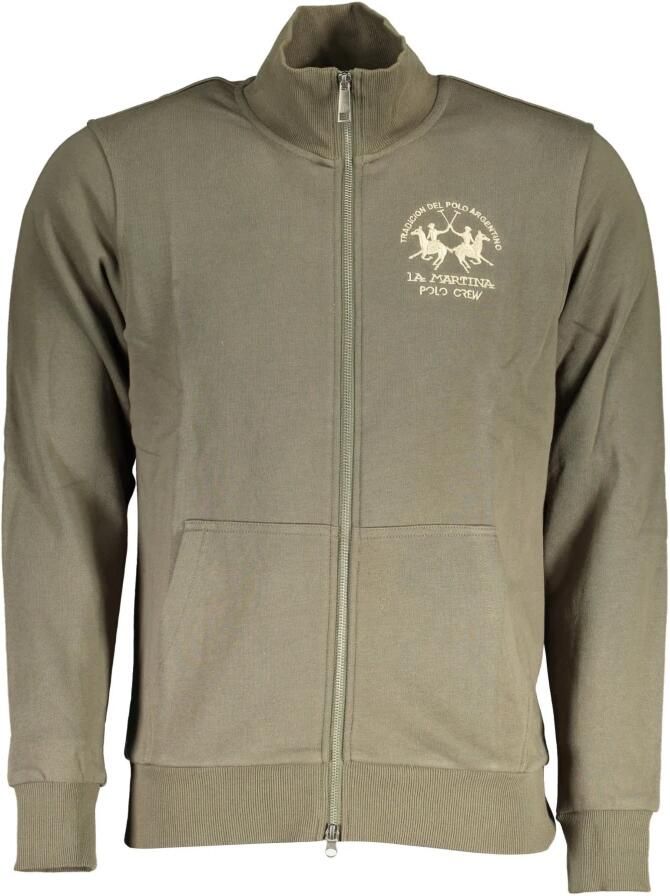 LA MARTINA Elegant groen fleece sweatshirt met borduurwerk Green Heren