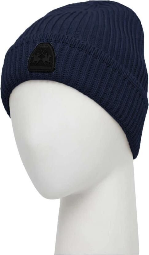 LA MARTINA Warme Acryl Beanie met Rubber Logo Blue Heren - Foto 2