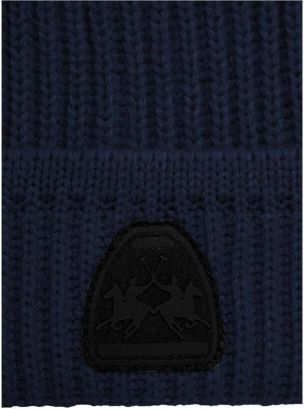LA MARTINA Warme Acryl Beanie met Rubber Logo Blue Heren