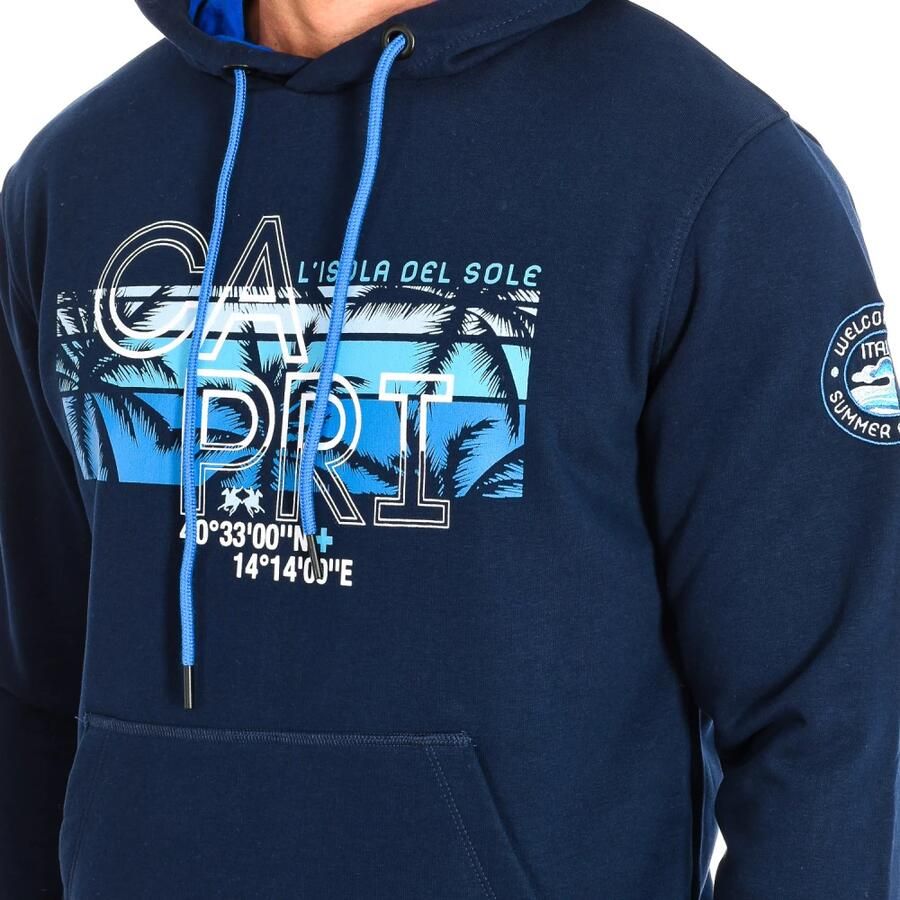 LA MARTINA Hoodie met geborduurd logo Blue Heren