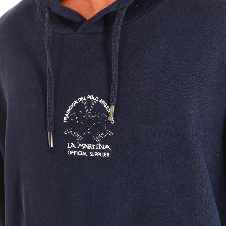 LA MARTINA Hoodie met geborduurd logo Blue Heren
