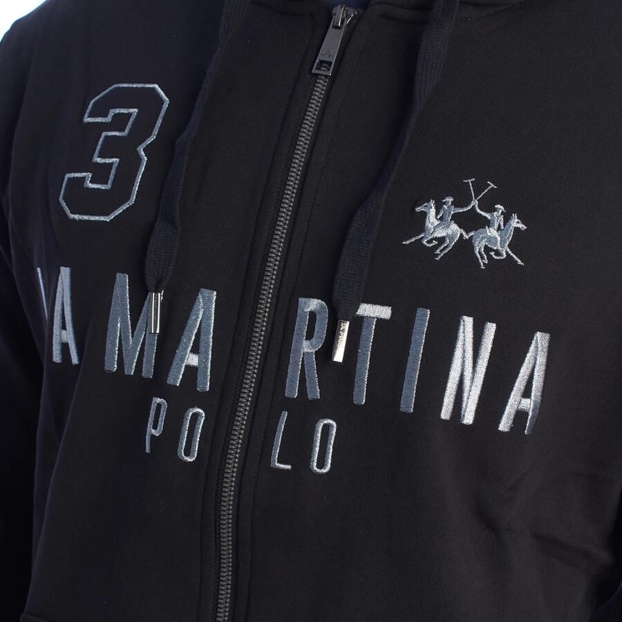 LA MARTINA Diagon Nero Full Zip Sweatshirt Black Heren