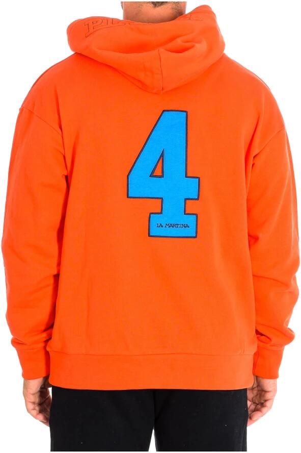LA MARTINA Hoodie met geborduurd logo Orange White Blue Heren - Foto 3