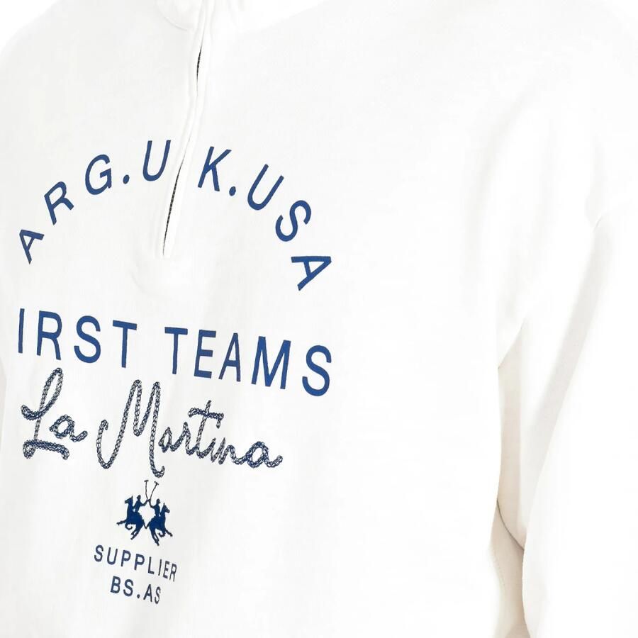 LA MARTINA Zip-up Sweatshirt met Reverskraag en Merkafbeeldingen White Heren