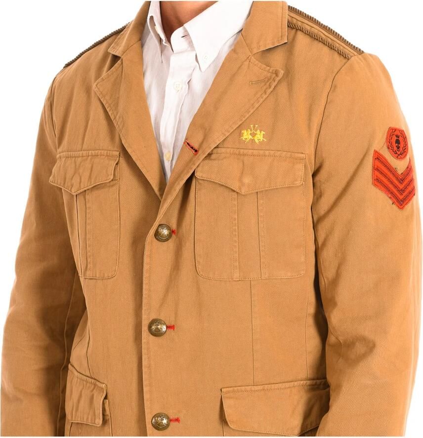 LA MARTINA Bruine Lange Mouw Jas Brown Heren