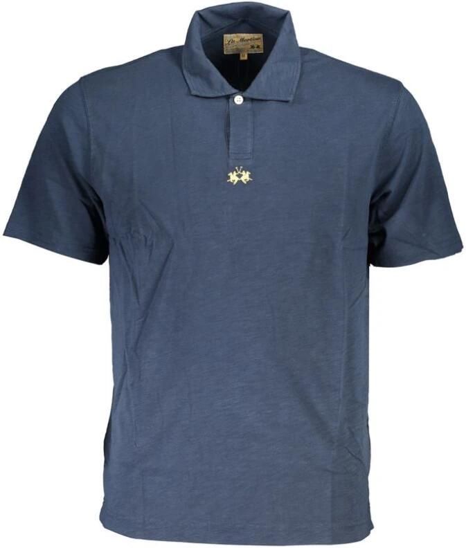 LA MARTINA Korte Mouw Polo Shirt Blauw Geborduurd Logo Blue Heren
