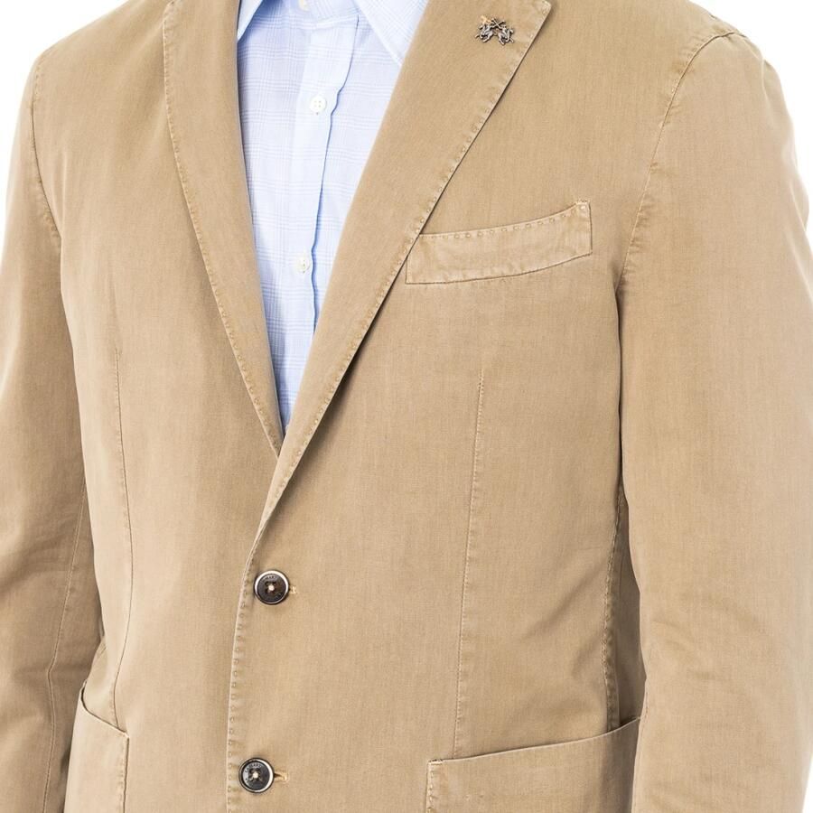 LA MARTINA Klassieke lange mouw reversblazer Beige Heren