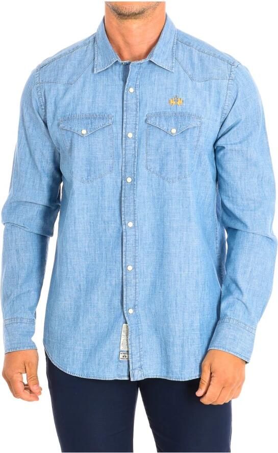 LA MARTINA Klassieke pasvorm denim overhemd met lange mouwen Blue Heren - Foto 3