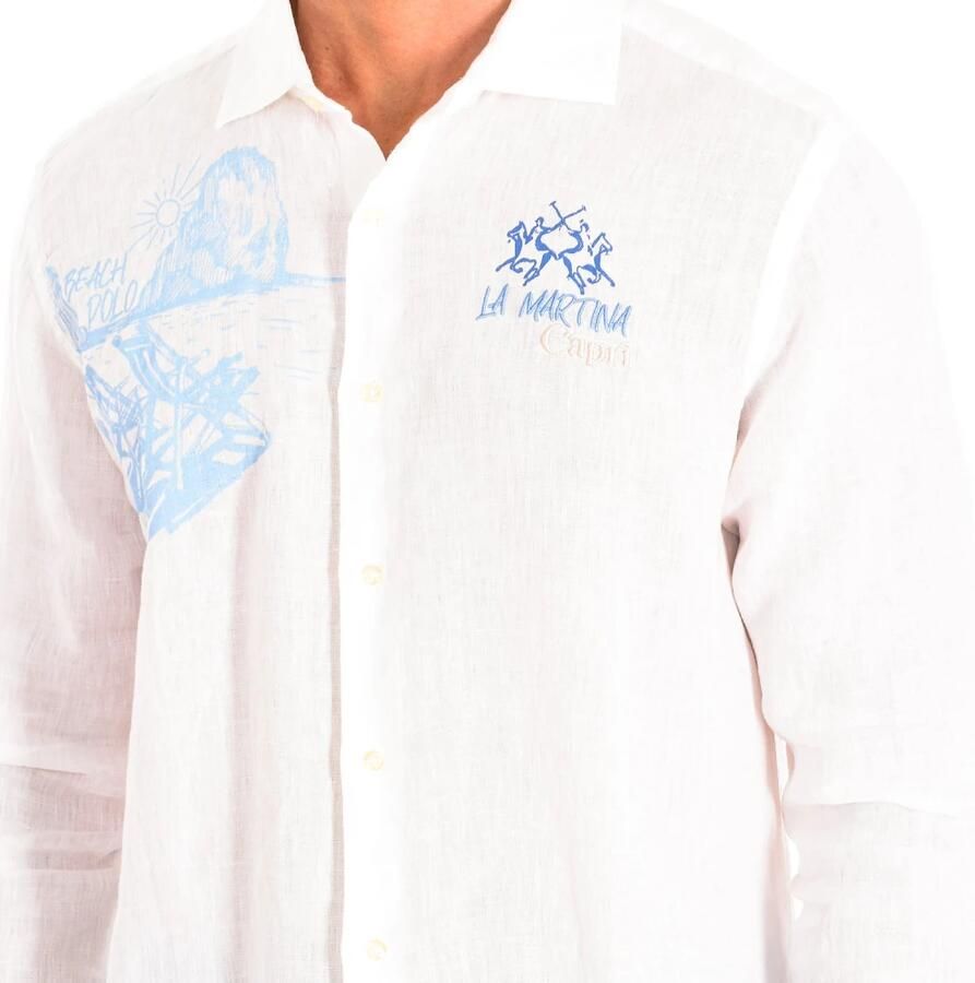 LA MARTINA Klassieke pasvorm lange mouwen shirt White Heren