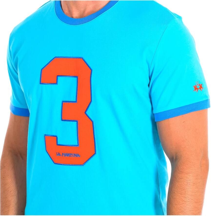 LA MARTINA Korte Mouw T-shirt in Wit-Geel Blue Heren