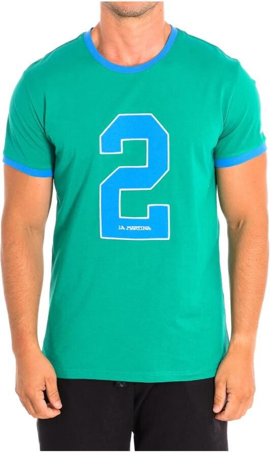 LA MARTINA Korte Mouw T-Shirt in Wit-Geel Green Heren