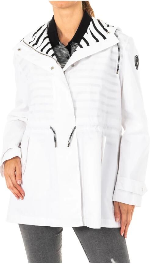 LA MARTINA Lange Mouw Jas Wit Vaste Capuchon Ritssluiting en Knoopsluiting White Dames - Foto 3