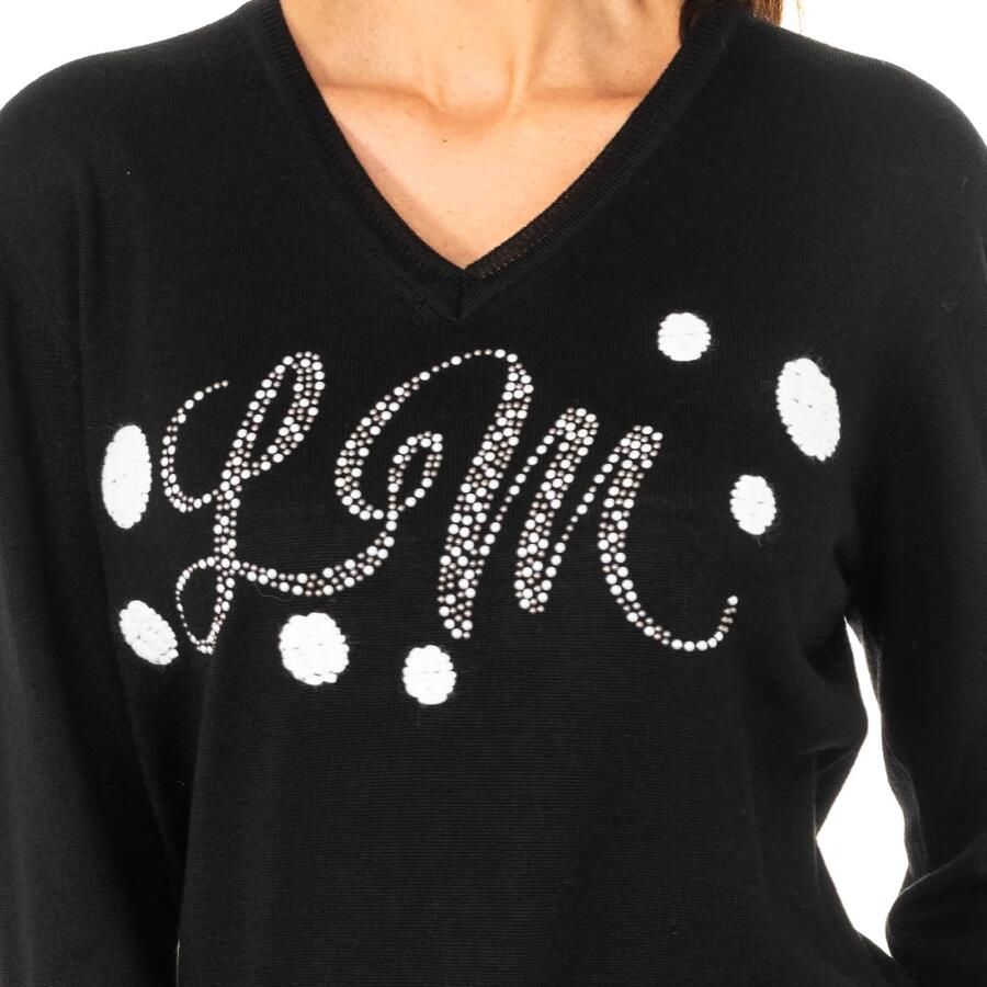 LA MARTINA Lange Mouw Jersey met Origineel Ontwerp Black Dames