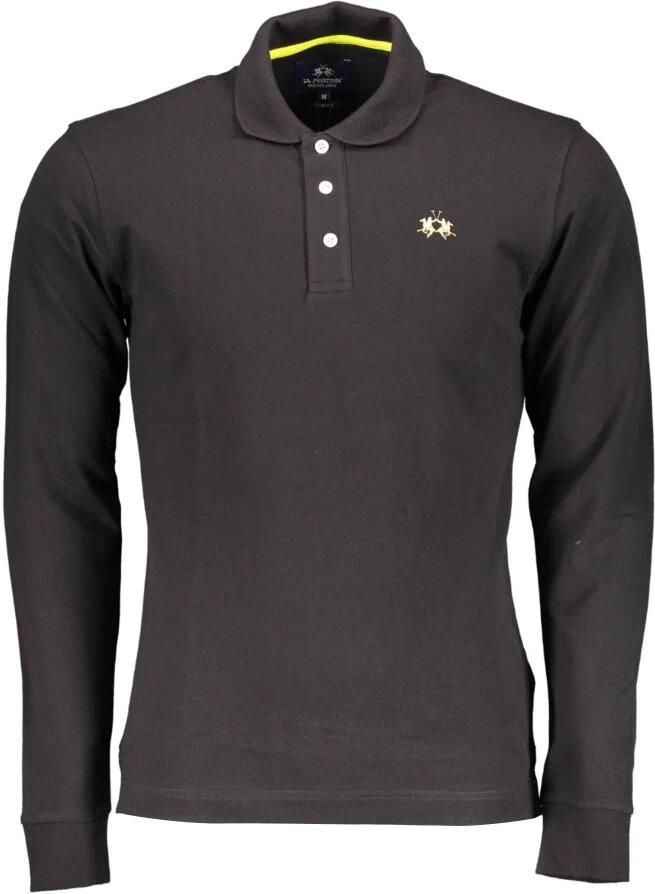 LA MARTINA Zwart Katoenen Poloshirt Met Geborduurd Logo Black Heren