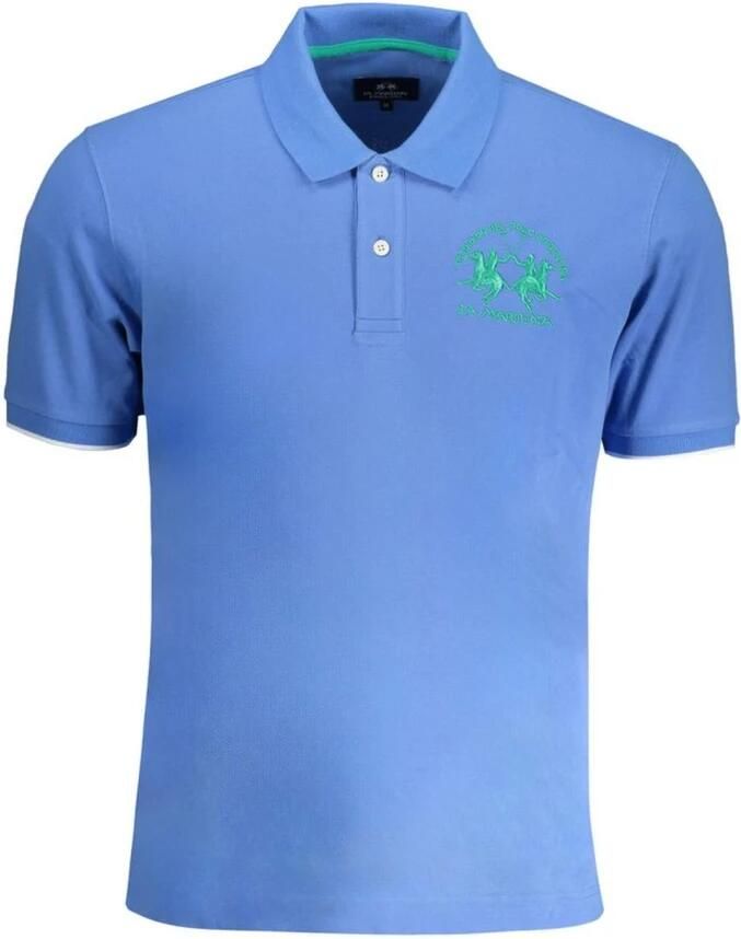 LA MARTINA Blauw Katoenen Poloshirt met Korte Mouwen Blue Heren