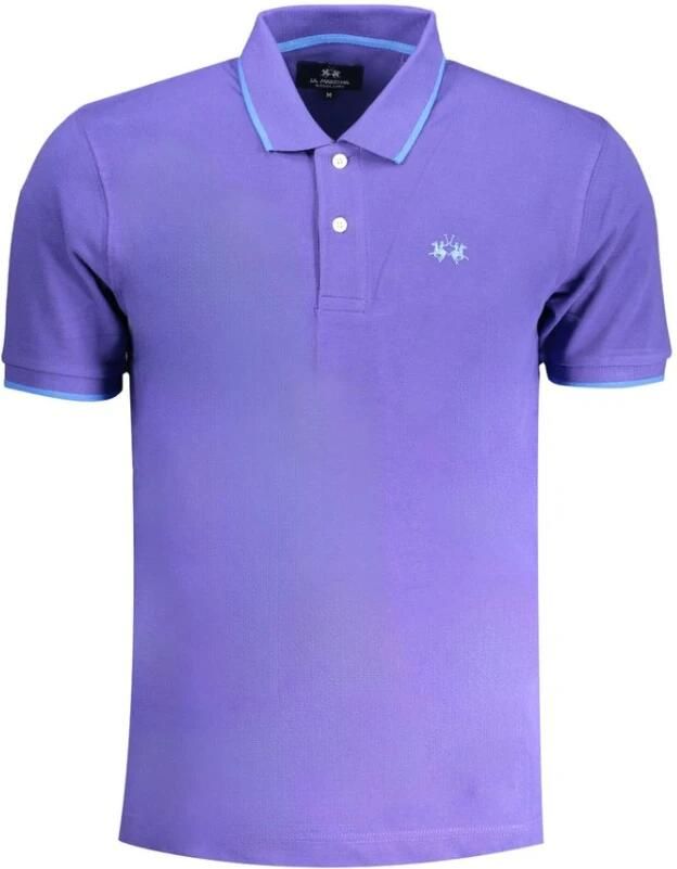 LA MARTINA Polo Shirt met Korte Mouwen en Logo Borduursel Purple Heren