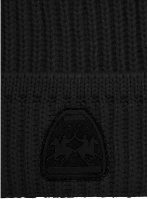 LA MARTINA Mannen Acryl Logo Beanie Hoed Black Unisex