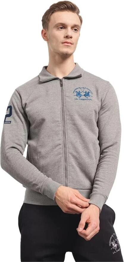 LA MARTINA Ritssluiting Katoenen Trui Grijs Melange Gray Heren - Foto 5