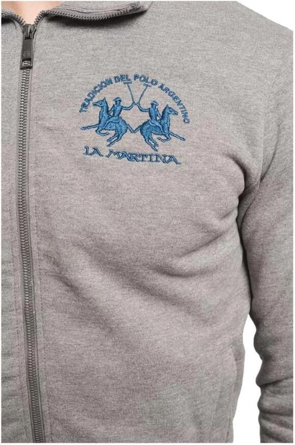 LA MARTINA Ritssluiting Katoenen Trui Grijs Melange Gray Heren - Foto 2