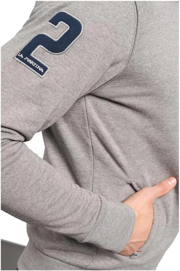 LA MARTINA Ritssluiting Katoenen Trui Grijs Melange Gray Heren