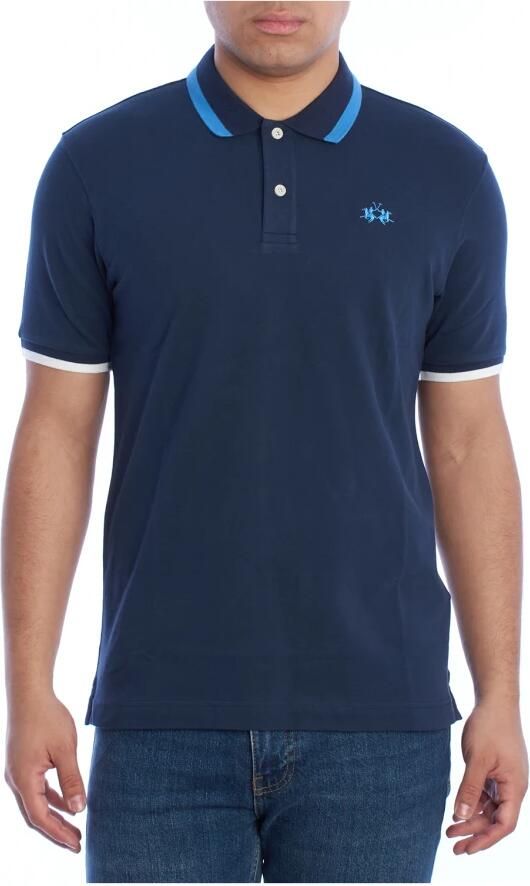 LA MARTINA Blauw Katoenen Poloshirt Korte Mouwen Regular Fit Blue Heren - Foto 4