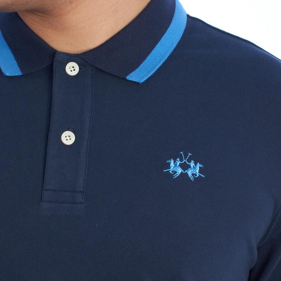 LA MARTINA Blauw Katoenen Poloshirt Korte Mouwen Regular Fit Blue Heren