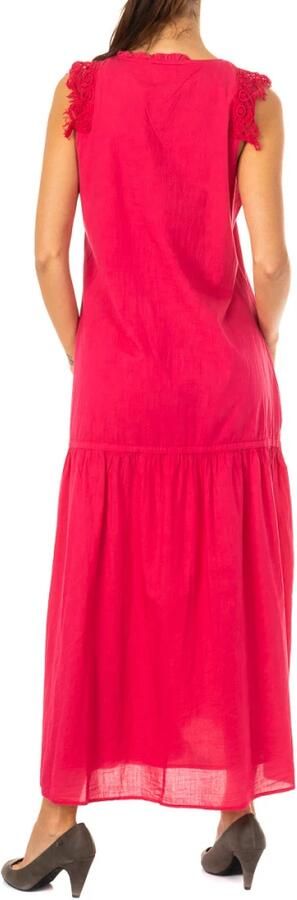 LA MARTINA Mouwloze roze jurk met kanten detail Pink Dames - Foto 2