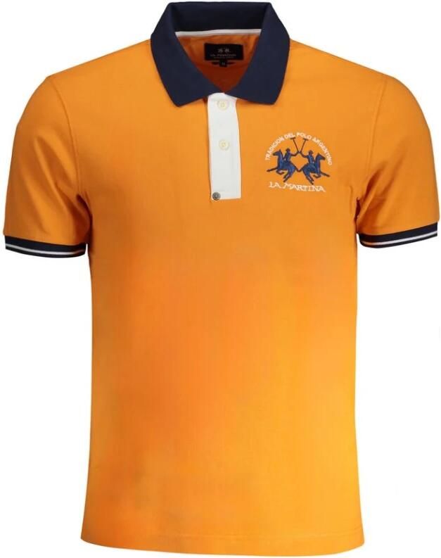 LA MARTINA Geborduurd Slim-Fit Poloshirt met Contrastdetails Orange Heren