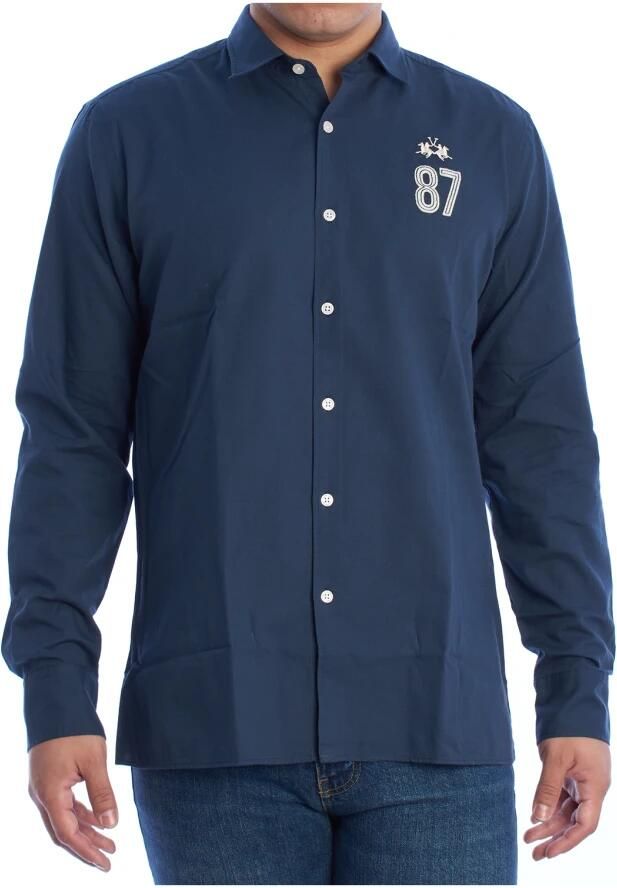 LA MARTINA Overhemd met lange mouwen en geborduurde details Blue Heren - Foto 5