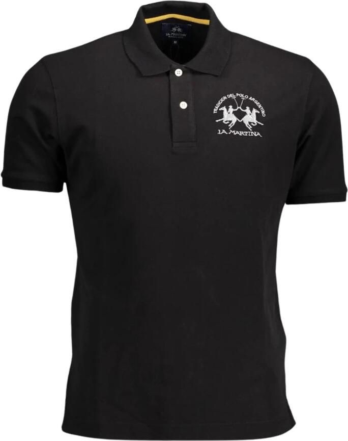 LA MARTINA Zwart Katoenen Polo Shirt Korte Mouwen Regular Fit Black Heren