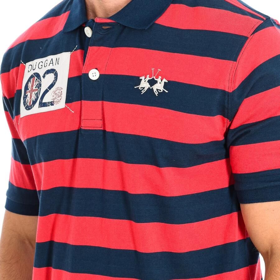 LA MARTINA Korte Mouw Polo in Rood-Marineblauw Red Heren